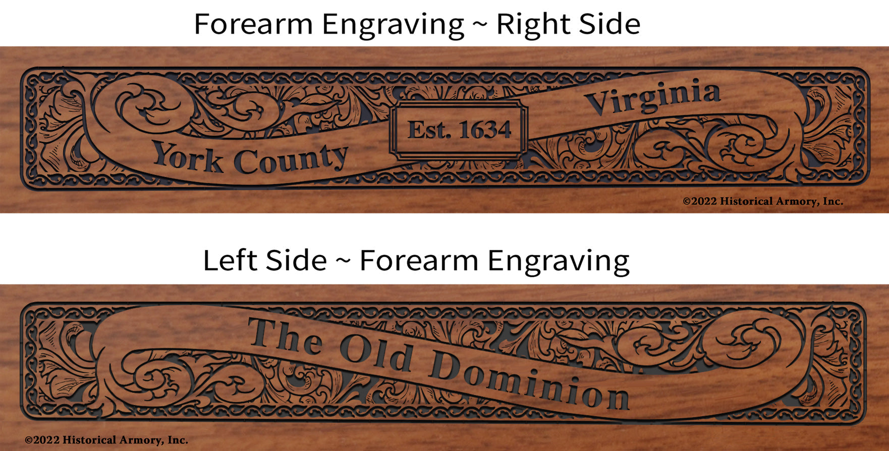 York County Virginia Engraved Rifle Forearm