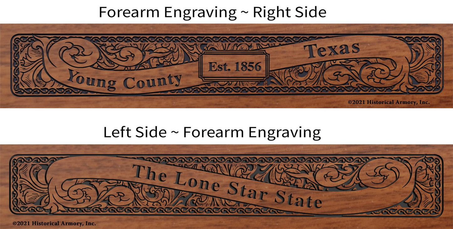 Young County Texas Establishment and Motto History Engraved Rifle Forearm