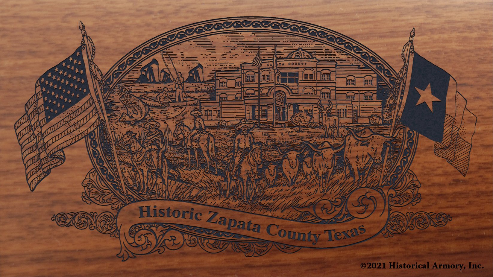 Engraved artwork | History of Zapata County Texas | Historical Armory